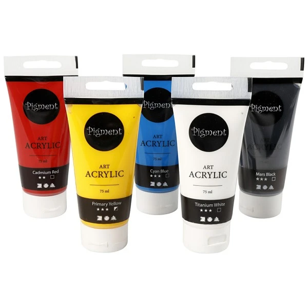 Peinture acrylique mate - Pigment Art Acrylic - Couleurs Primaires - 5 x 75 ml Creativ Company Peinture Acrylique Mate - Pigment Art Acrylic - Couleurs Primaires - 5 X 75 Ml -Creavea Shop peinture acrylique mate pigment art acrylic couleurs primaires 5 x 75 ml p