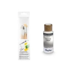 AUCUNE Peinture Acrylique Métal Argentée 59 Ml + 3 Pinceaux