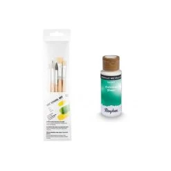 AUCUNE Peinture Acrylique Métal Bleu-vert 59 Ml + 3 Pinceaux