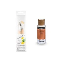 AUCUNE Peinture Acrylique Métal Cuivrée 59 Ml + 3 Pinceaux