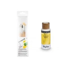 AUCUNE Peinture Acrylique Métal Dorée 59 Ml + 3 Pinceaux