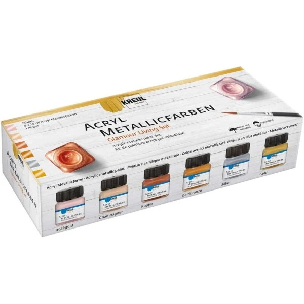 KREUL Peinture Acrylique Métallique - Kit Glamour Living 3 KREUL Peinture Acrylique Métallique - Kit Glamour Living