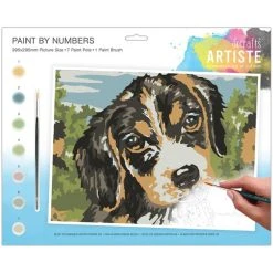 Docrafts Papermania Peinture Numéro Peinture Au Numéro - Chiot - 39,5 X 29,5 Cm