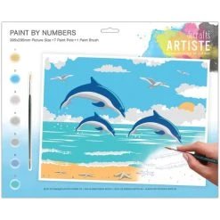 Docrafts Papermania Peinture Numéro Peinture Au Numéro - Dauphins - 39,5 X 29,5 Cm
