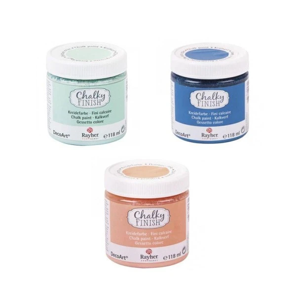 Peinture craie Chalky Finish 118 ml x 3 - abricot-azur-jade Rayher Peinture Effet Craie Peinture Craie Chalky Finish 118 Ml X 3 - Abricot-azur-jade -Creavea Shop peinture craie chalky finish 118 ml x 3 abricot azur jade p