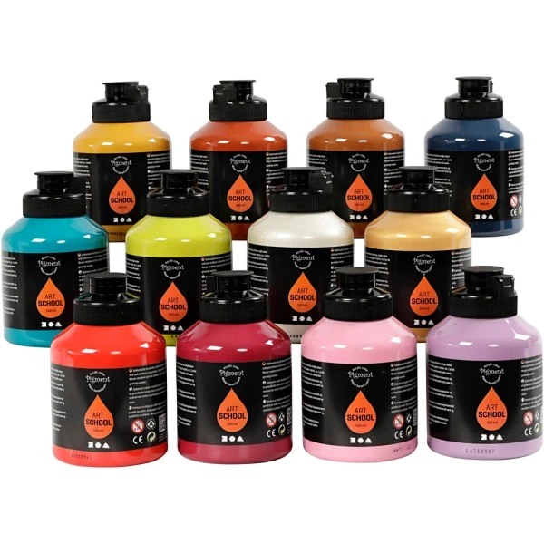 Creativ Company Peinture Acrylique Art School Peinture Pigment Art School, 12x500 Ml, Couleur Extra 3 Creativ Company Peinture Acrylique Art School Peinture Pigment Art School, 12x500 Ml, Couleur Extra