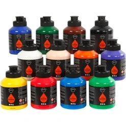 Creativ Company Peinture Acrylique Art School Peinture Pigment Art School, 12x500 Ml, Couleurs Classiques