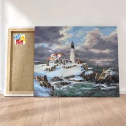 Peinture Par Numéros Peinture Numéro Phare Sur L'Île Enneigée