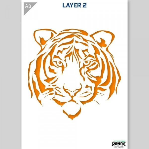 Accessoires Bombes De Peinture Pochoir A3 - Tête De Tigre - Qbix 4 Accessoires Bombes De Peinture Pochoir A3 - Tête De Tigre - Qbix – Image 2