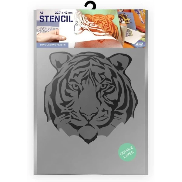 Accessoires Bombes De Peinture Pochoir A3 - Tête De Tigre - Qbix 3 Accessoires Bombes De Peinture Pochoir A3 - Tête De Tigre - Qbix