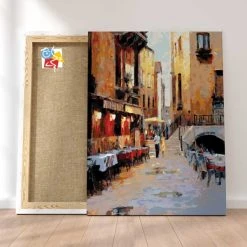 Peinture Par Numéros Peinture Numéro Rue Des Cafés Après La Pluie, Venise