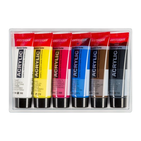 Set Peinture Acrylique Set De 6 Tubes De Peinture Acrylique Amsterdam 20ml Couleurs Primaires 4 Set Peinture Acrylique Set De 6 Tubes De Peinture Acrylique Amsterdam 20ml Couleurs Primaires – Image 2