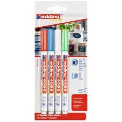 Feutre Craie Set De Marqueurs Craie Edding 4085 - Basiques - Pointe Fine - 4 Pcs