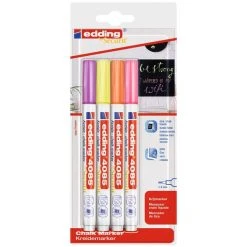 Feutre Craie Set De Marqueurs Craie Edding 4085 - Néon - Pointe Fine - 4 Pcs