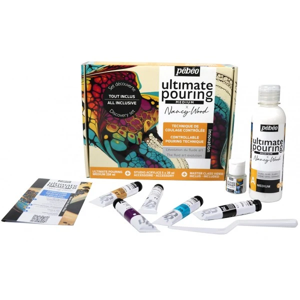 Set Découverte Ultimate Pouring x Nancy Wood Pébéo Kit Peinture Set Découverte Ultimate Pouring X Nancy Wood -Creavea Shop set decouverte ultimate pouring x nancy wood p