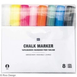 Feutre Craie Set Marqueurs Craie Chalk Rico Design - Pointe 3 Mm - Multicolore - 8 Pcs