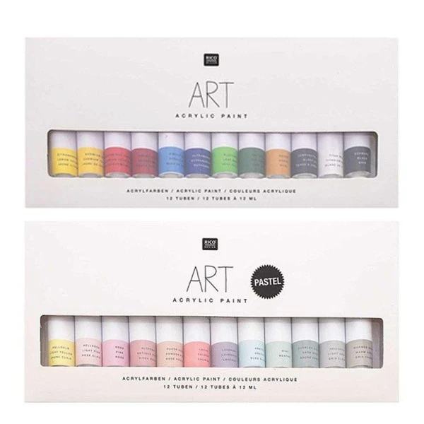 Rico Design Set Peinture Acrylique - 12 Pastel 12 Ml + 12 Basique 12 Ml 3 Rico Design Set Peinture Acrylique - 12 Pastel 12 Ml + 12 Basique 12 Ml
