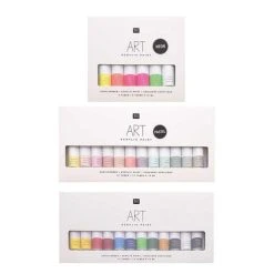Rico Design Set Peinture Acrylique - 12 Pastel 12 Ml + 6 Fluo 12 Ml + 12 Basique 12 Ml