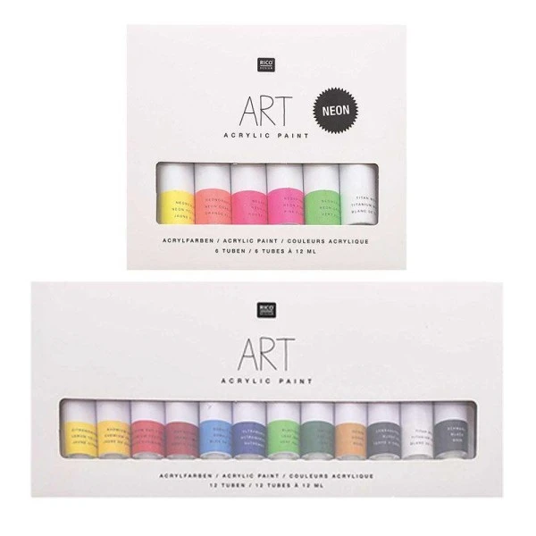 Rico Design Set Peinture Acrylique - 6 Fluo 12 Ml + 12 Basique 12 Ml 3 Rico Design Set Peinture Acrylique - 6 Fluo 12 Ml + 12 Basique 12 Ml