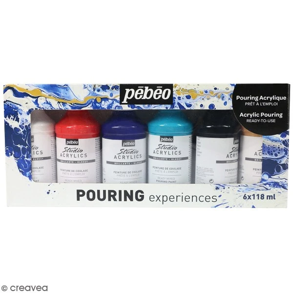 Kit Peinture Set Peinture Pouring Prêt-à-l'emploi Pébéo - 6 Couleurs 3 Kit Peinture Set Peinture Pouring Prêt-à-l'emploi Pébéo - 6 Couleurs