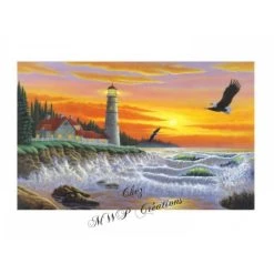 La Fourmi Unicraft Peinture Numéro Tableau Peinture Par Numéros "Phare Au Crépuscule" 27,5x35 Cm