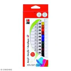 Marabu Peinture Acrylique Mate Tubes Peinture Acrylique - 12 Ml - 12 Pcs